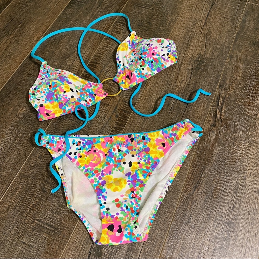 Rampage Multi Color Neon String Bikini, Swimsuit